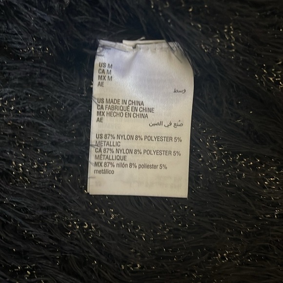 Alfani Black and Gold Fuzzy Open Front Sweater SZ M - Picture 7 of 7